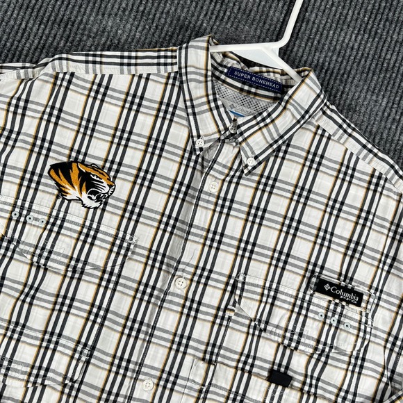 Columbia Other - Missouri Tigers Mizzou Columbia Shirt Mens Large White Plaid Button Down
